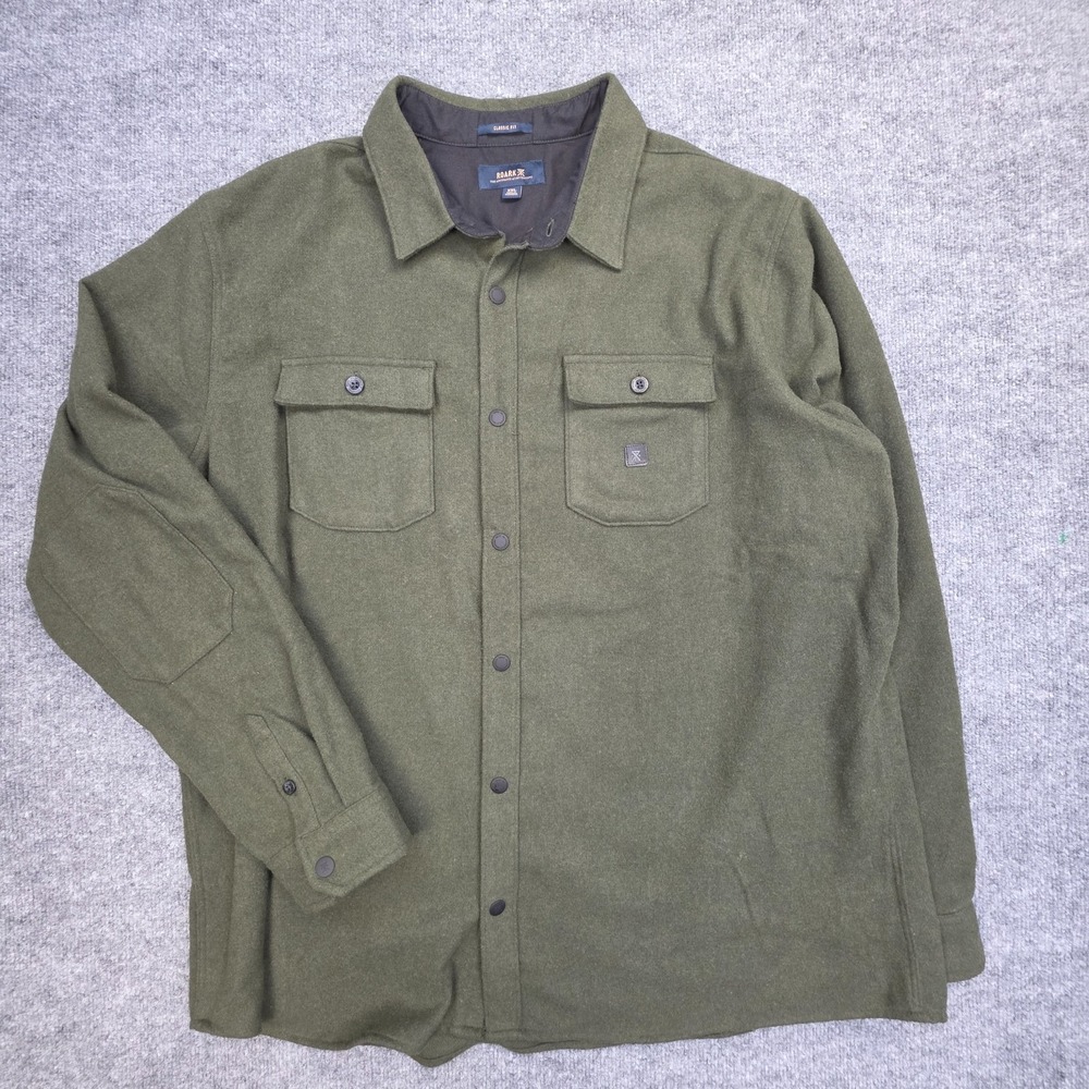Roark Revival Nordsman Flannel Snap Shirt Mens XXL Classic Green Classic Snap